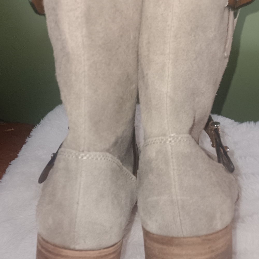 Coach Gray and Tan Suede Ankle Booties - Picture 5 of 12